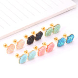 12 pairs steel/gold floral ombre screwback stud earrings