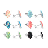 12 pairs steel/gold floral ombre screwback stud earrings