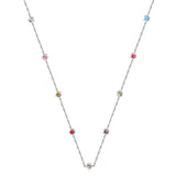 Round Pendant Necklace with Mixed Color Diamonds and White Diamonds 6mm 57+5cm