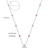 Round Pendant Necklace with Mixed Color Diamonds and White Diamonds 6mm 57+5cm