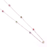 Round Pendant Necklace with Mixed Color Diamonds and White Diamonds 6mm 57+5cm