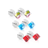 5mm Steel Mixed Color & Red & Lake Blue Tap Plug Earrings