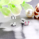 12 pairs of steel color butterfly-shaped white diamond/red diamond/lake blue diamond pat plug earrings