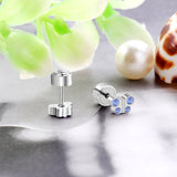 12 pairs of steel color butterfly-shaped white diamond/red diamond/lake blue diamond pat plug earrings