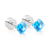 5mm Steel Mixed Color & Red & Lake Blue Tap Plug Earrings