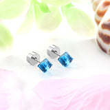 5mm Steel Mixed Color & Red & Lake Blue Tap Plug Earrings