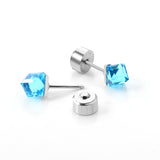 5mm Steel Mixed Color & Red & Lake Blue Tap Plug Earrings