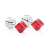 5mm Steel Mixed Color & Red & Lake Blue Tap Plug Earrings