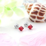 5mm Steel Mixed Color & Red & Lake Blue Tap Plug Earrings