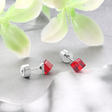 5mm Steel Mixed Color & Red & Lake Blue Tap Plug Earrings