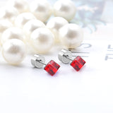 5mm Steel Mixed Color & Red & Lake Blue Tap Plug Earrings