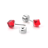 5mm Steel Mixed Color & Red & Lake Blue Tap Plug Earrings