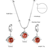 Red Aventurine Set Steel/Gold