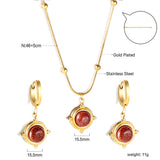 Red Aventurine Set Steel/Gold