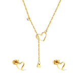 Heart Cutout with Diamonds Jewelry Set Gold