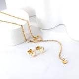 Heart Cutout with Diamonds Jewelry Set Gold