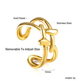 Stainless Steel Ring Minimalist Gold Skeleton Open End Ring