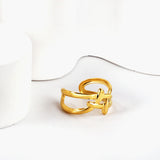 Stainless Steel Ring Minimalist Gold Skeleton Open End Ring