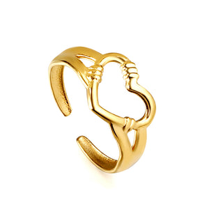 Geometric ring heart-shaped ring 18k gold plated stainless steel ring jewelry wholesale