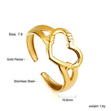 Geometric ring heart-shaped ring 18k gold plated stainless steel ring jewelry wholesale