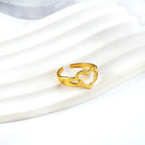 Geometric ring heart-shaped ring 18k gold plated stainless steel ring jewelry wholesale