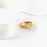 Geometric ring heart-shaped ring 18k gold plated stainless steel ring jewelry wholesale