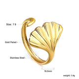 Adjustable Stainless Steel Ring Open Ring Leaf Simple Ring Wholesale