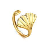 Adjustable Stainless Steel Ring Open Ring Leaf Simple Ring Wholesale