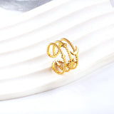 Explosion ladies hollow ring stainless steel gold plating ring