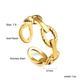 Leaf love shape simple open stainless steel ring wholesale