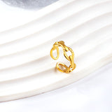 Leaf love shape simple open stainless steel ring wholesale