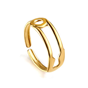 Irregular Geometric Stainless Steel Ring Gold Plated Ring