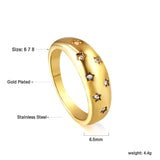 French retro tide models full star zirconia ring 18K gold plated stainless steel ring