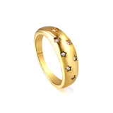 French retro tide models full star zirconia ring 18K gold plated stainless steel ring