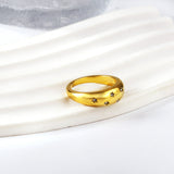 French retro tide models full star zirconia ring 18K gold plated stainless steel ring