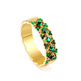 Fashion Geometric Light Luxury Round Metal Ring with Diamonds