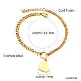 Heart Shape Matching Chain Soft Bracelet 18.5+3cm Gold Color