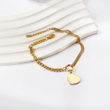 Heart Shape Matching Chain Soft Bracelet 18.5+3cm Gold Color