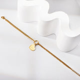 Heart Shape Matching Chain Soft Bracelet 18.5+3cm Gold Color