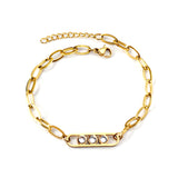 Long Accessories with 3 White Diamonds Soft Bracelet 20+3cm Golden