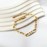 Long Accessories with 3 White Diamonds Soft Bracelet 20+3cm Golden