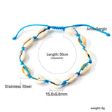 11 shells accessories blue soft bracelet 30cm steel color