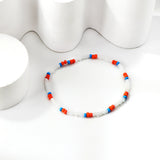 Mixed Color Beads Soft Bracelet 18cm Steel Color