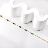 5 Rectangle Accessories with Green Diamonds Soft Bracelet 16+5cm Gold