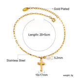 Spring Cross Accessory with White Pearl Anklet 20+5cm