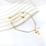 Spring Cross Accessory with White Pearl Anklet 20+5cm