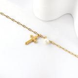 Spring Cross Accessory with White Pearl Anklet 20+5cm