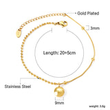 Spring LUCKY Flat Round Beads Accessories Anklet 20+5cm