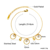 Spring 3 circles + 2 drops accessories with 3 white diamonds anklet 21+5cm