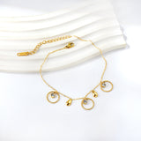 Spring 3 circles + 2 drops accessories with 3 white diamonds anklet 21+5cm